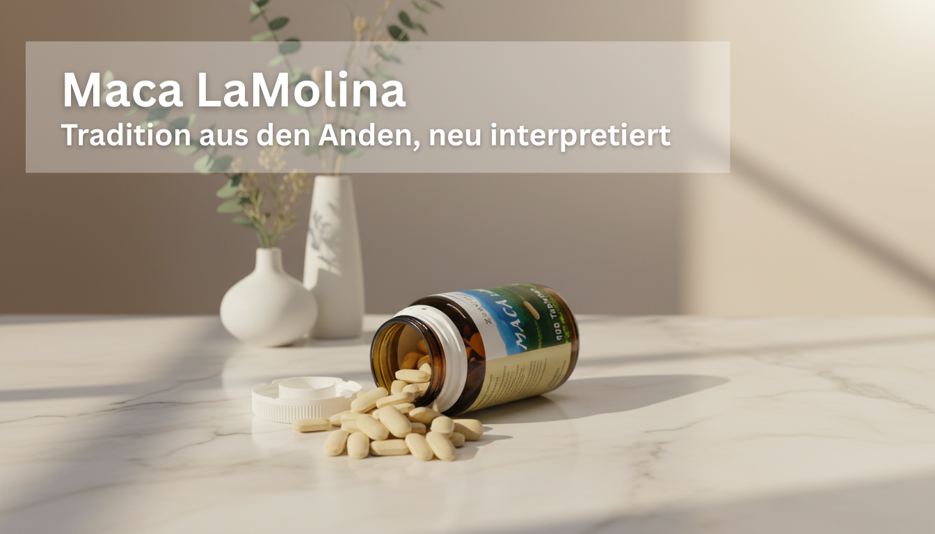 Maca La Molina Tabletten auf Tisch