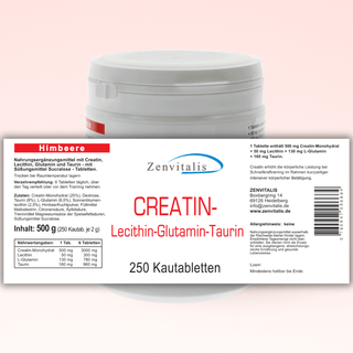 Creatin Lecithin Glutamin Taurin 250 Kautabletten